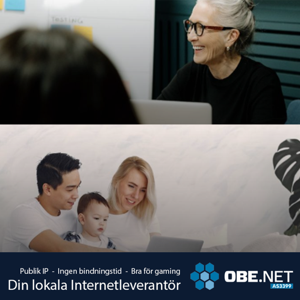Bild som representerar Obenet. Människor på bilden som surfar på internet.
